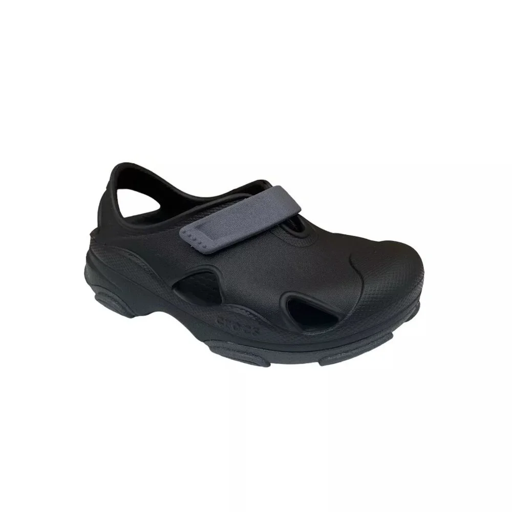 Crocs All Terrain Toddler Boys Fisherman Sandals Size 9 Black Closed Toe Slip-on